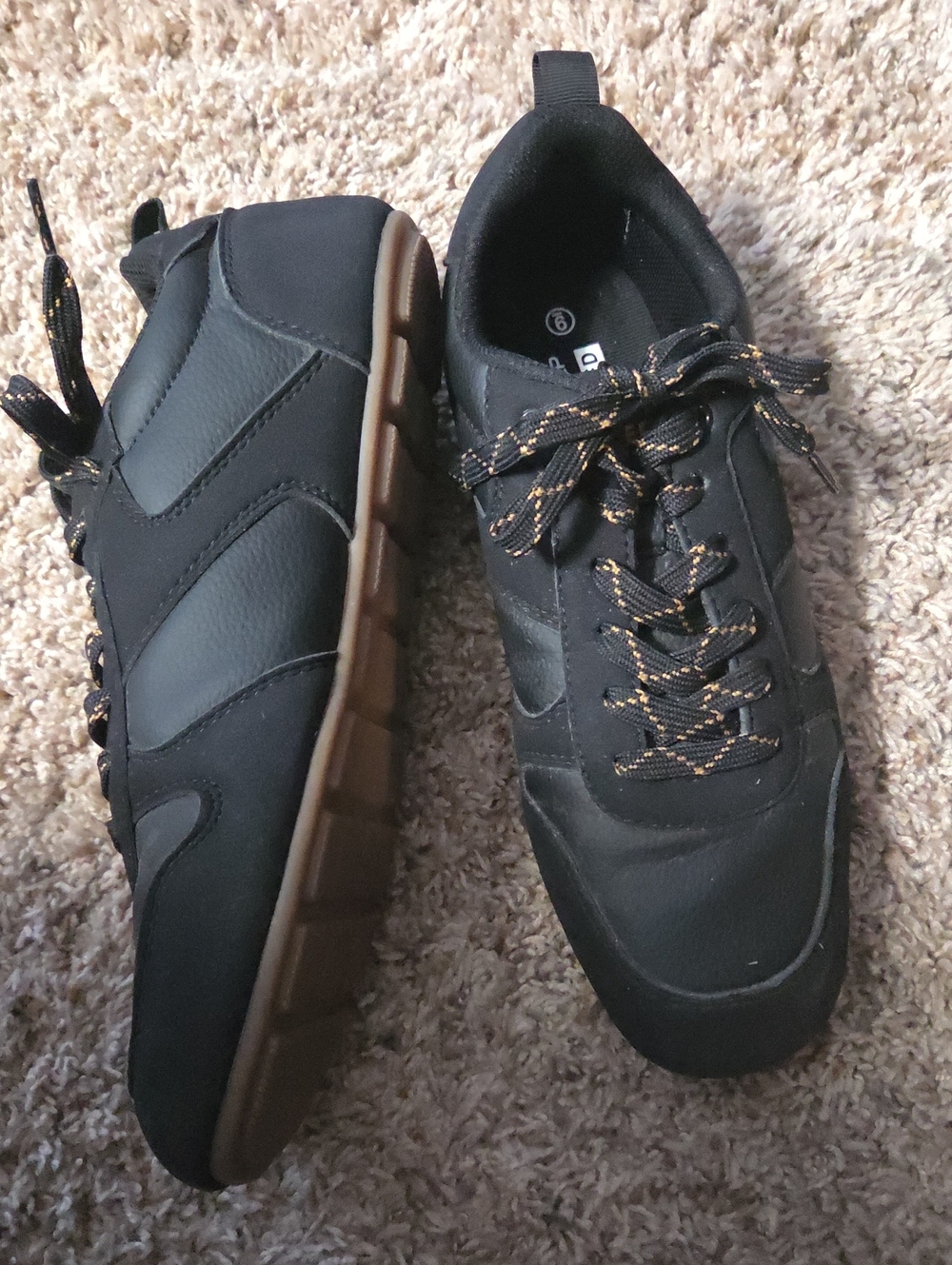 Women's Black Athletic Sneakers with Tan Outsole